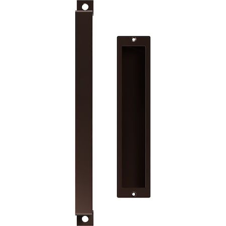 Ekena Millwork 16" Pull Handle & 12" Flush Pull for 2 1/4" Doors, Rustic Brown GB6001PP51612RB
